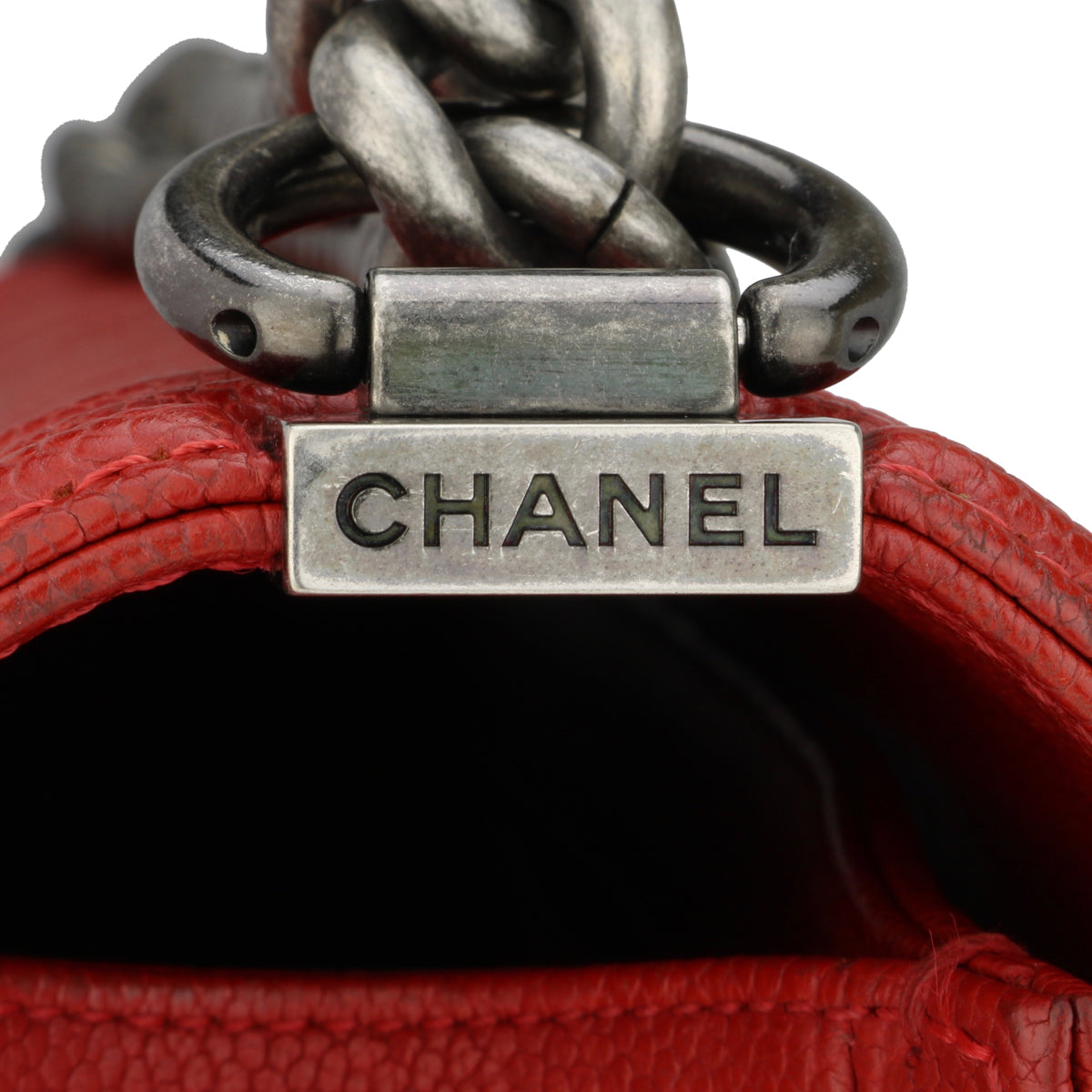 Top Quality Chanel New Medium Boy Red Caviar Ruthenium Hardware 2016