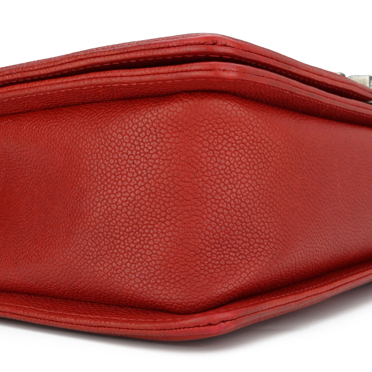 Chanel New Medium Boy Red Caviar Ruthenium Hardware 2016
