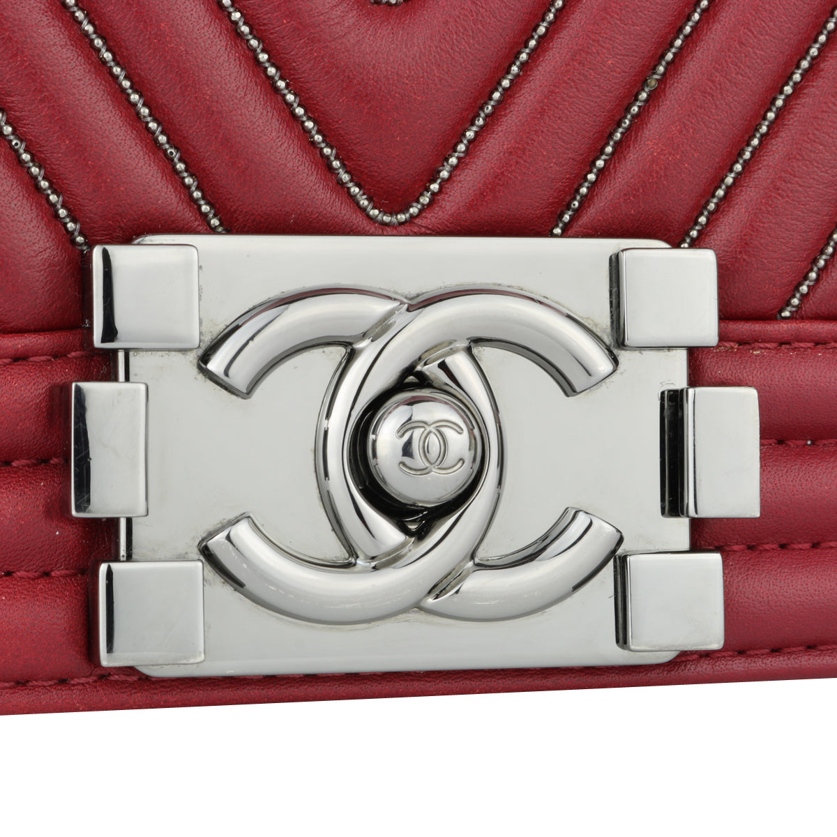 Top Quality Chanel New Medium Chevron Boy Dark Red Embroidered Calfskin Light Gunmetal Hardware 2014