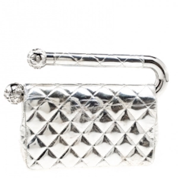 Chanel SILVER QUILTED LEATHER AROUND THE WORLD CLUTCH