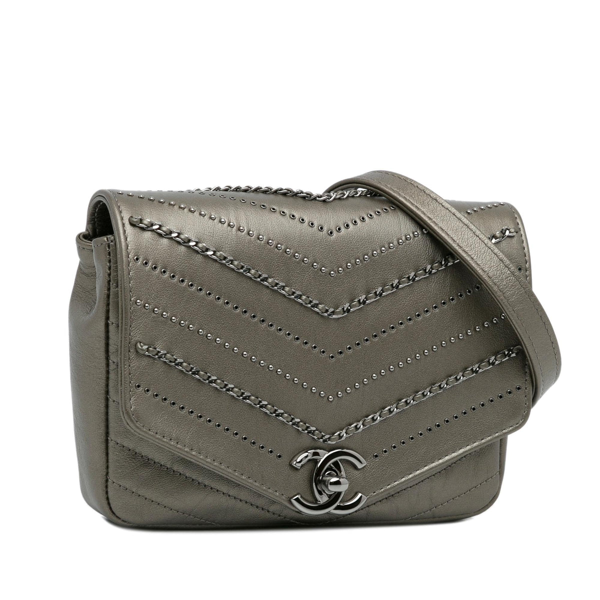 Chanel Small Chevron Data Center Envelope Flap Bag (SHG-HKKj3R)