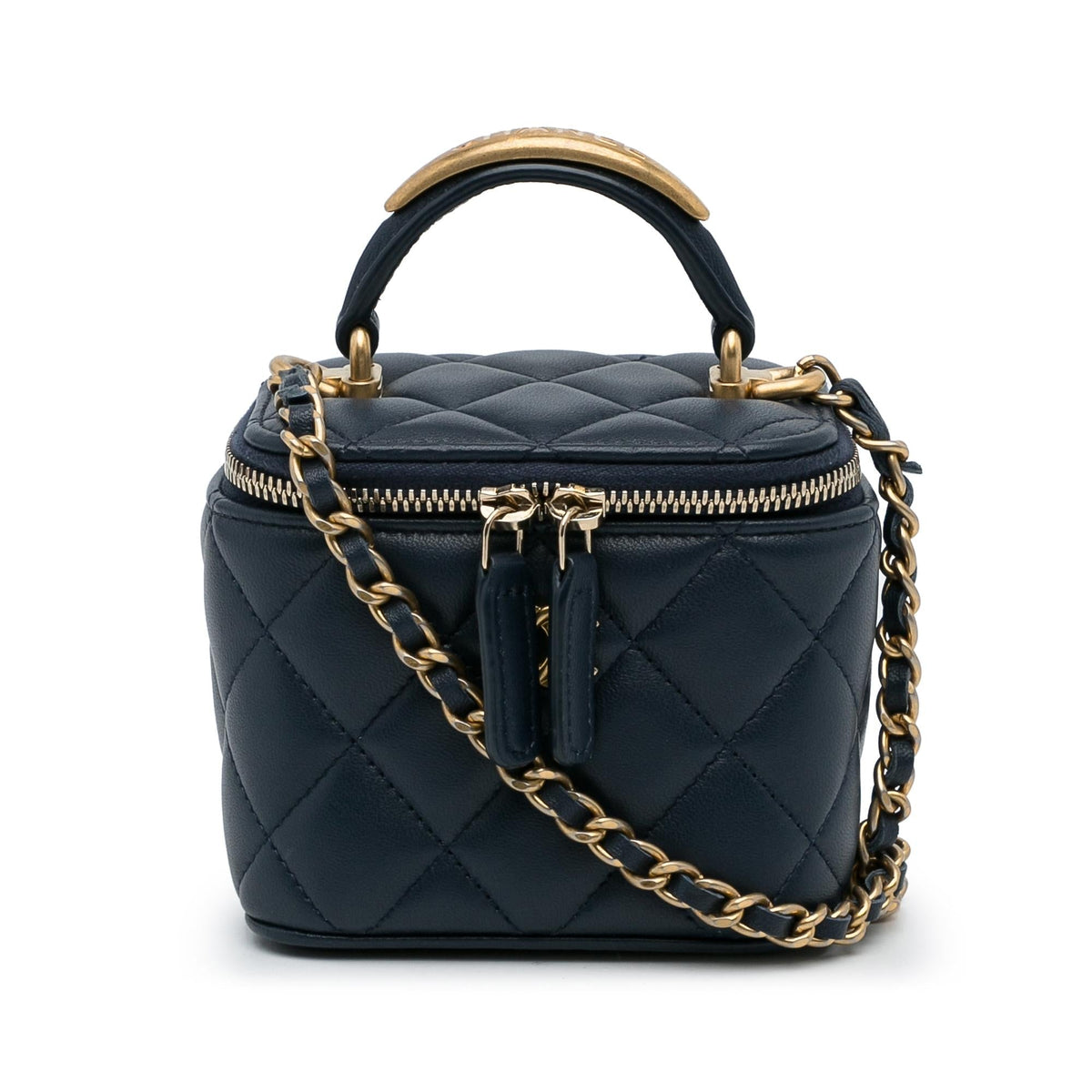 Chanel Small Lambskin Top Handle Vanity Bag (SHG-2wg184)