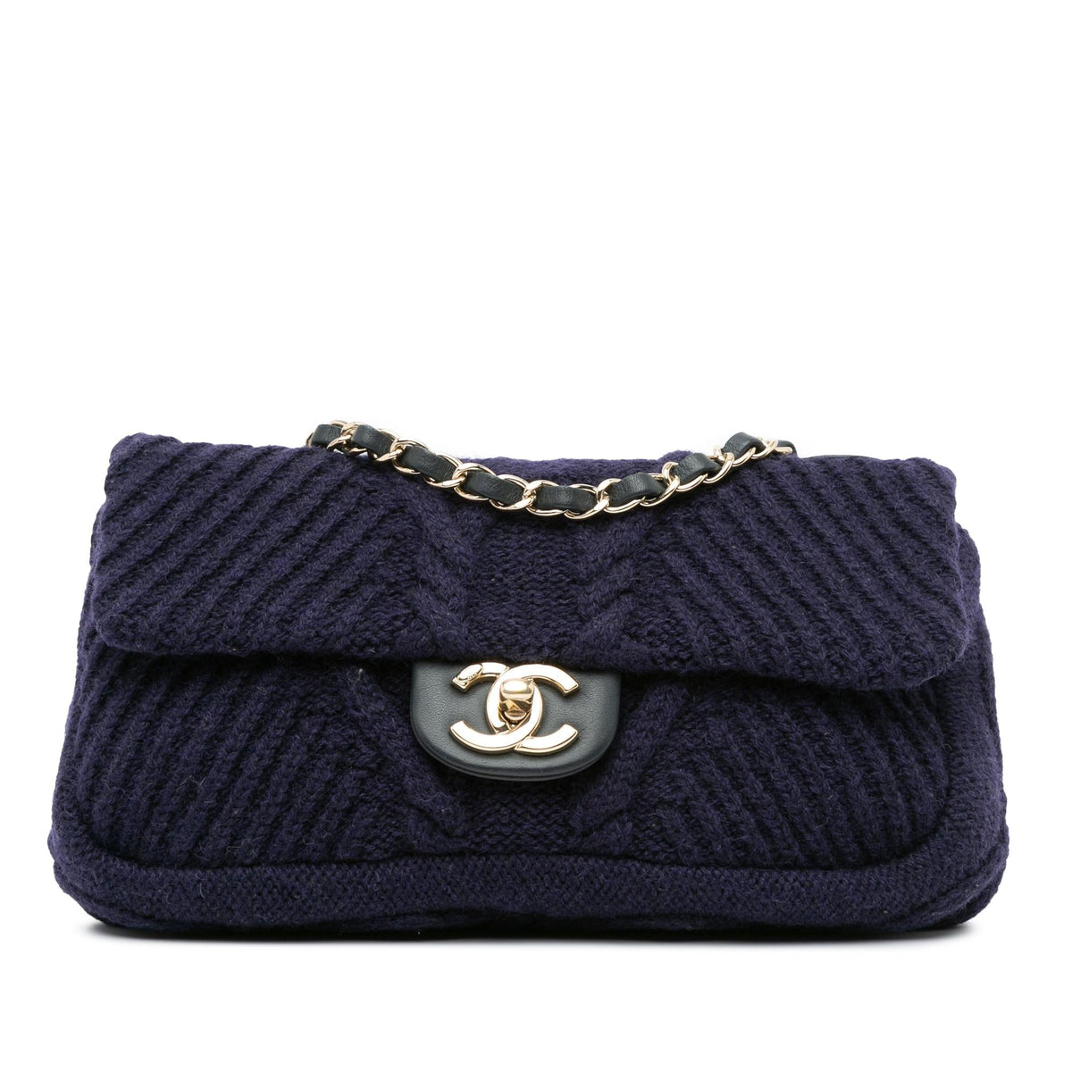 Chanel Small Paris Hamburg Cable Knit Flap (SHG-3xWf2e)