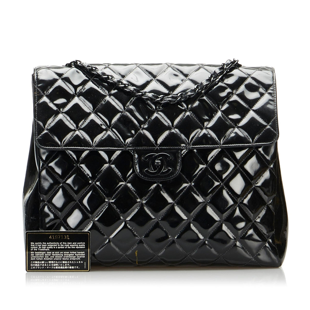 Chanel So Black Matelasse Patent Leather Single Flap Bag (SHG-6IHvZr)