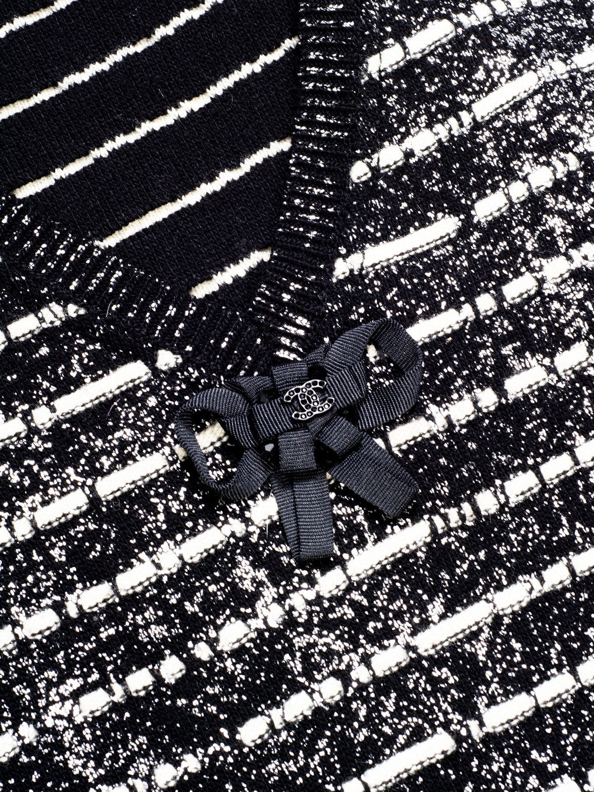 Chanel Sparkly Knit CC Logo Dress Black White