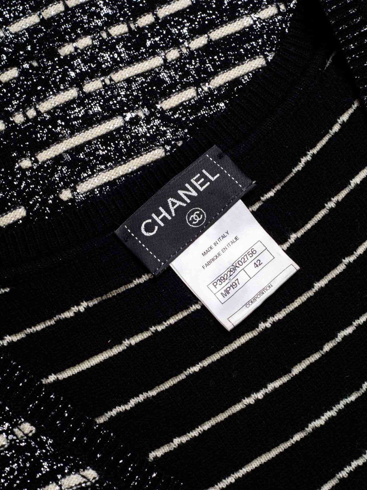 Chanel Sparkly Knit CC Logo Dress Black White