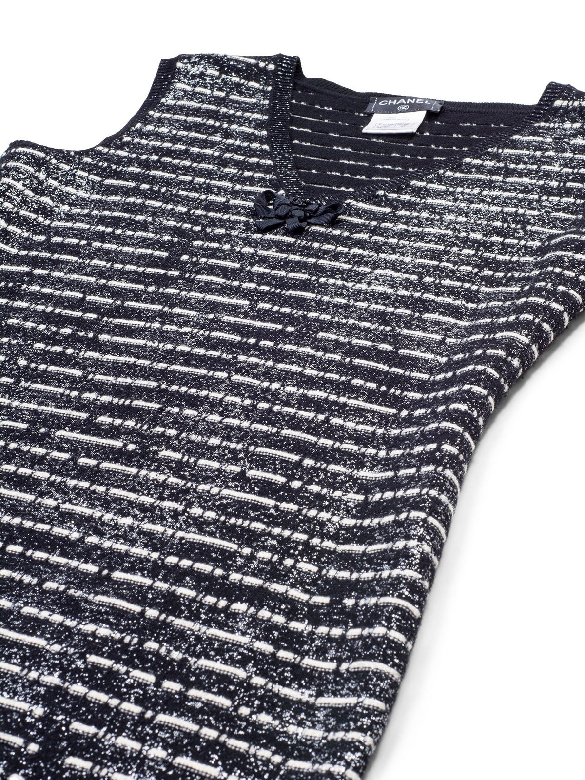 Chanel Sparkly Knit CC Logo Dress Black White