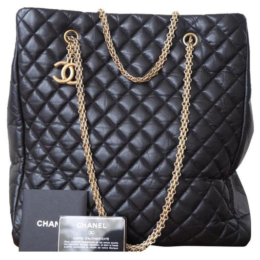 CHANEL QUILTED LEATHER VERTICAL SHOPPING TOTE BAG