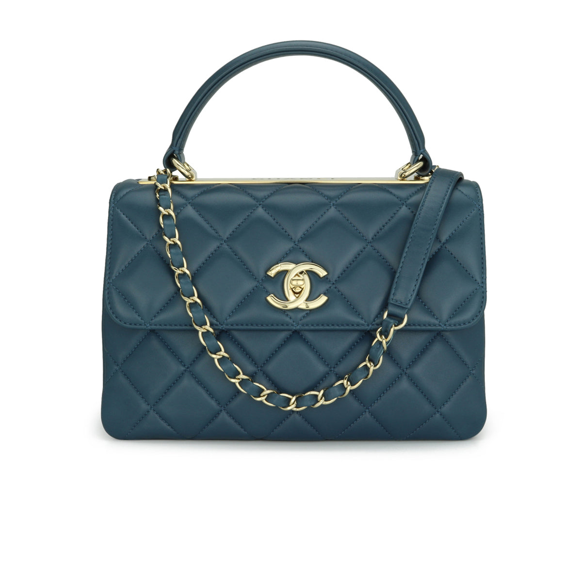 Chanel Trendy CC Small Blue Lambskin Light Gold Hardware 2017