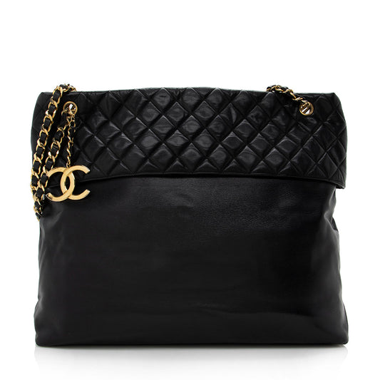 Chanel Vintage Lambskin Chain CC Tote (SHF-15054)