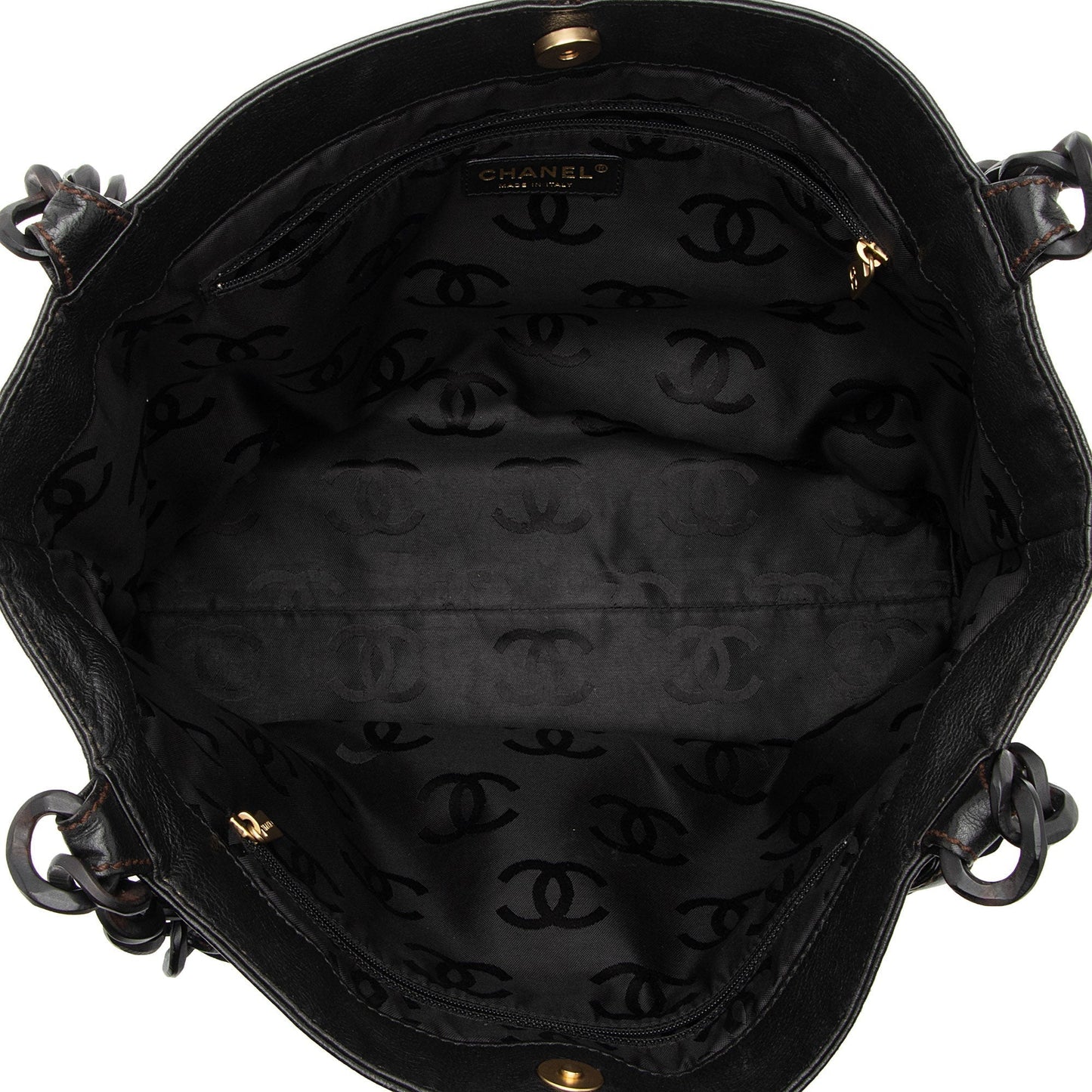 Chanel Vintage Leather Wood Chain Tote (SHF-bz2XaF)