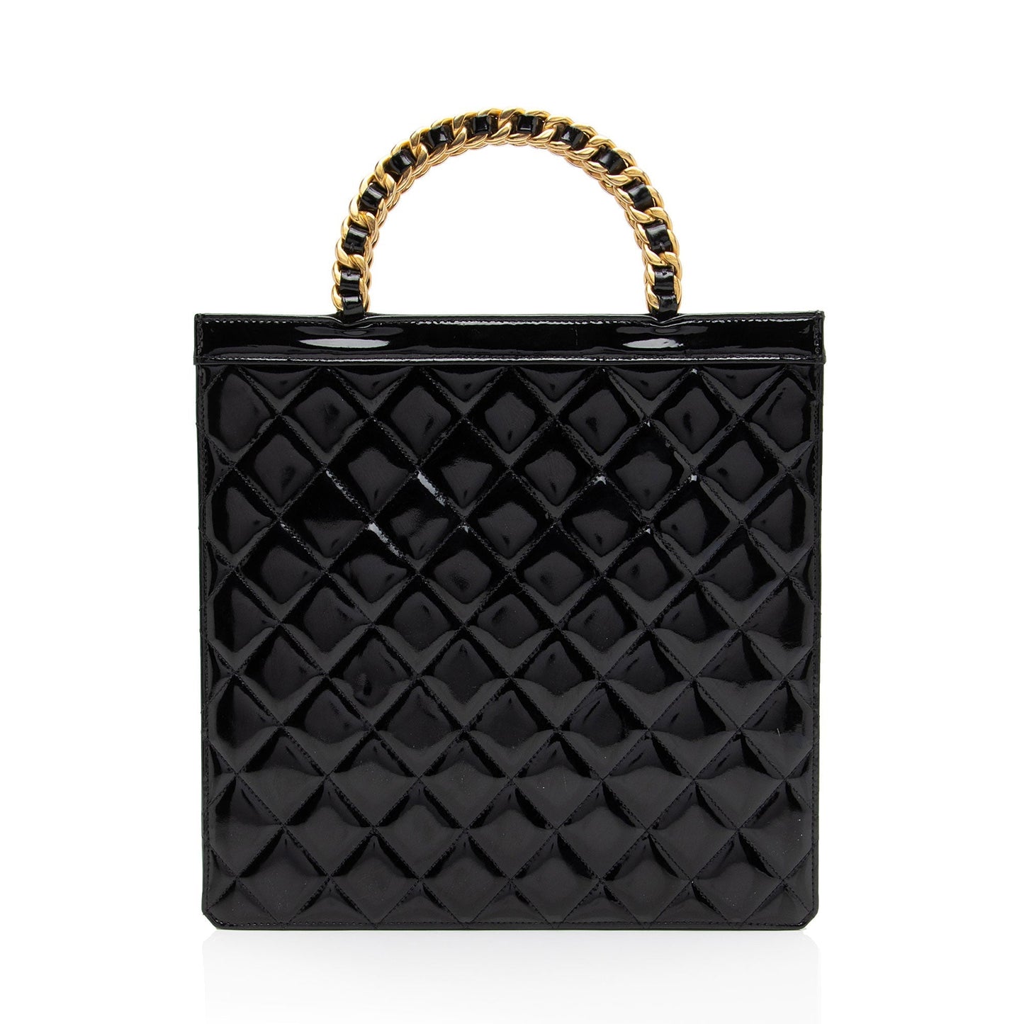 Chanel Vintage Patent Leather Chain Handle Tote (SHF-GLm7W1)