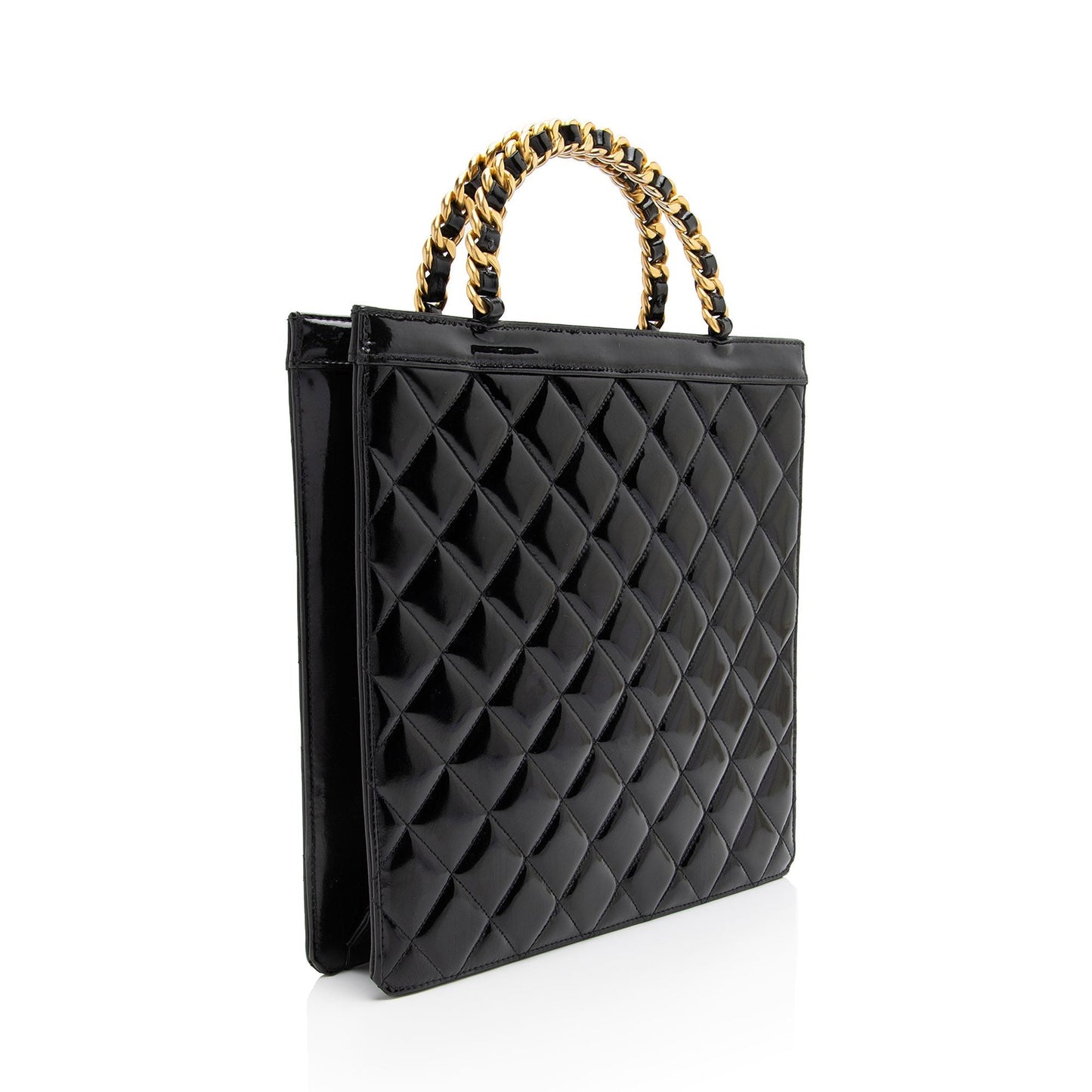 Chanel Vintage Patent Leather Chain Handle Tote (SHF-GLm7W1)