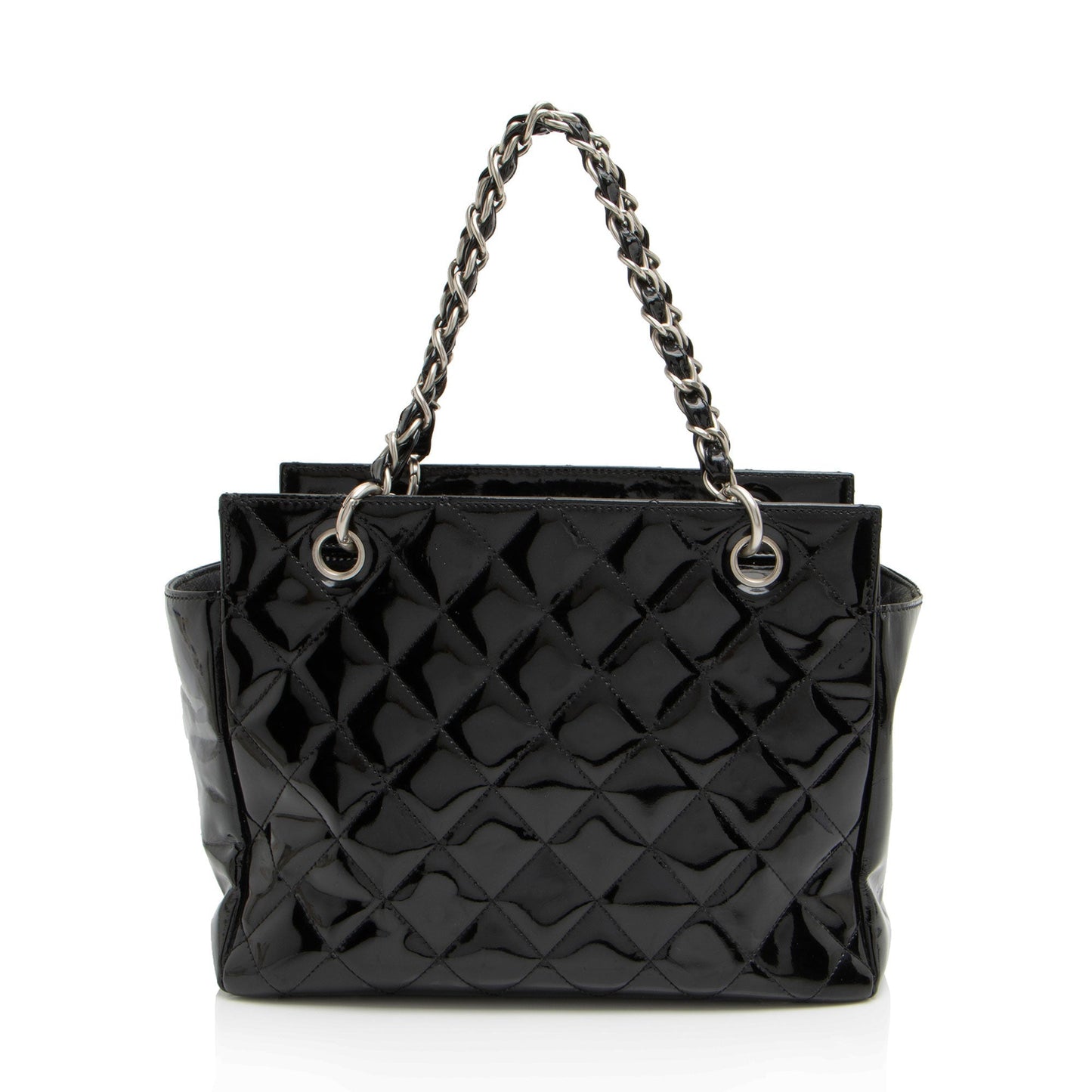 Chanel Vintage Patent Leather Timeless CC Petite Tote (SHF-Up924x)