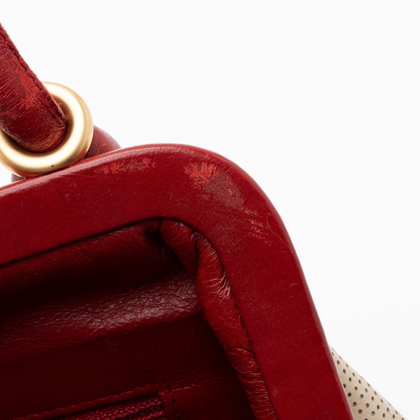 Chanel Vintage Perforated Leather Kiss Lock Shoulder Bag (SHF-TBMbgs)