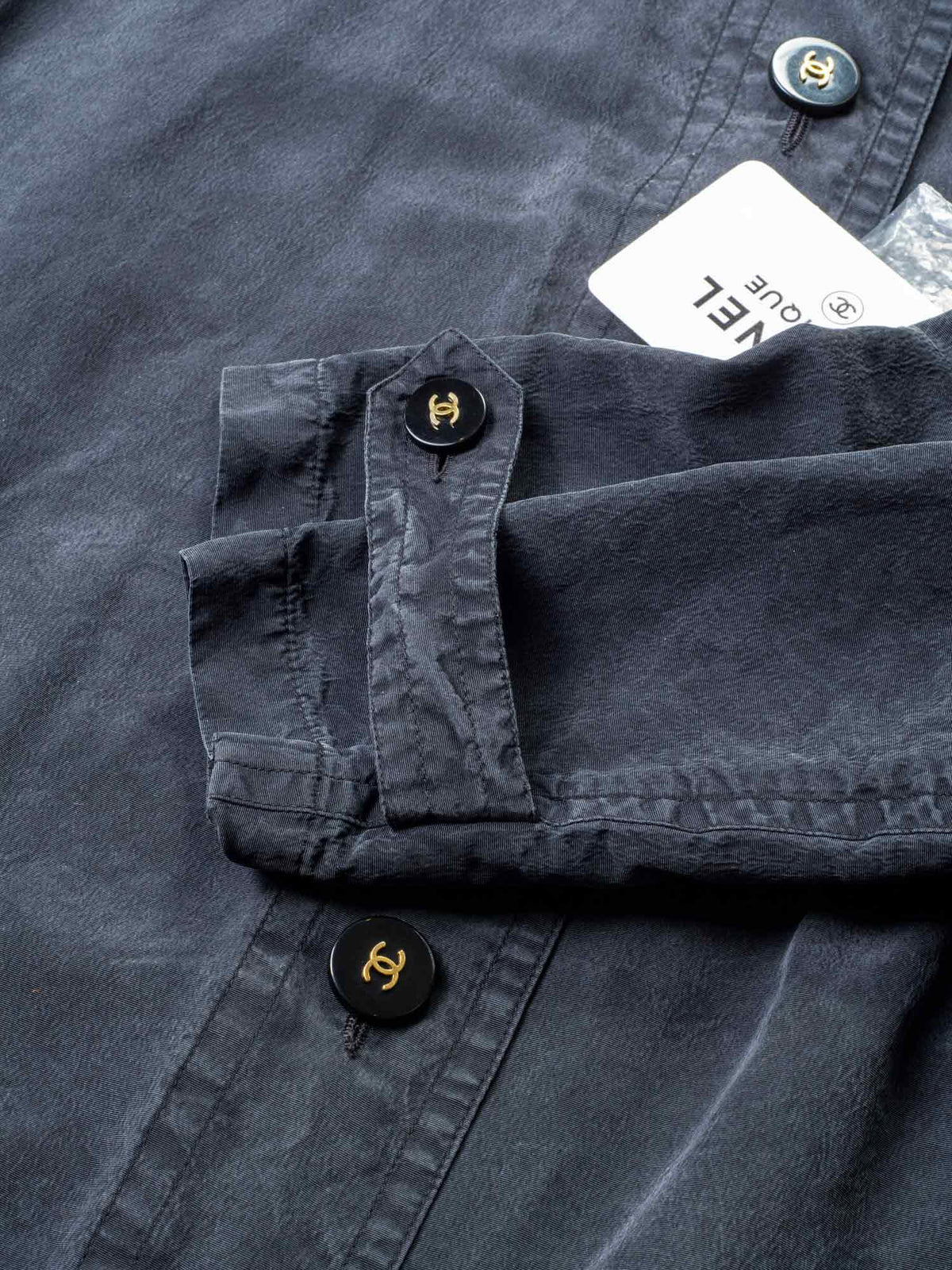 Chanel Waterproof Cotton CC Logo Swing Raincoat Grey