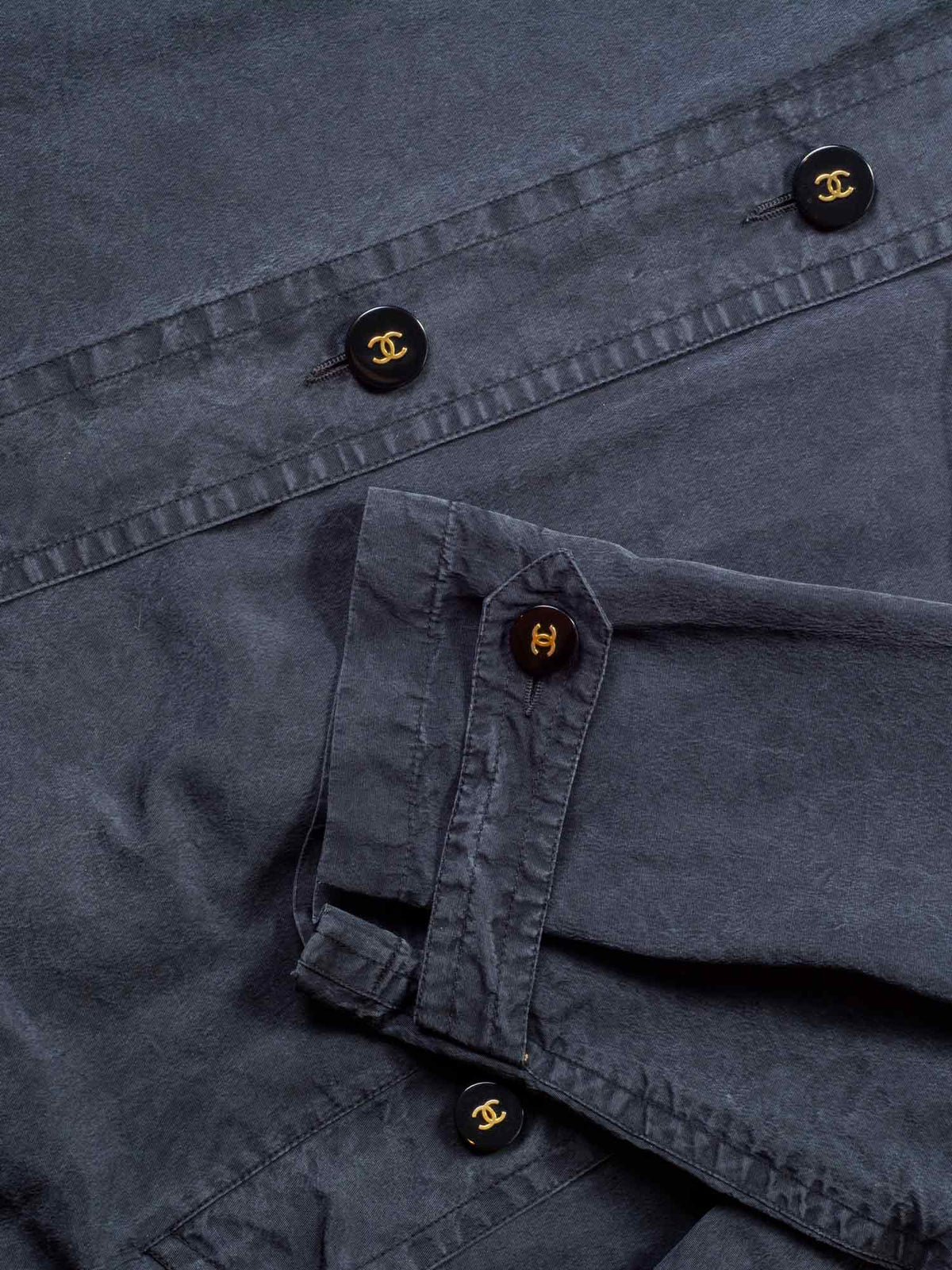 Chanel Waterproof Cotton CC Logo Swing Raincoat Grey