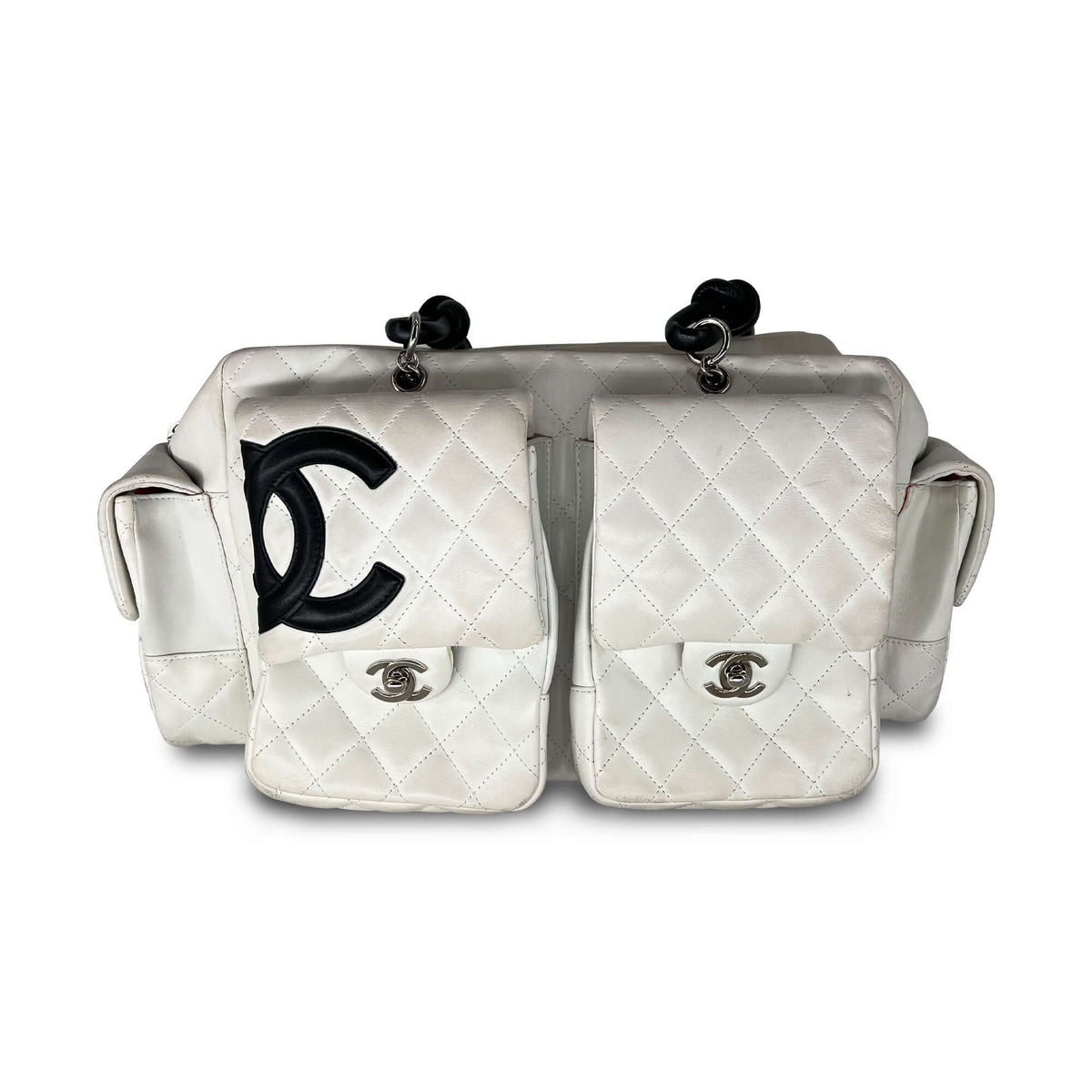 Chanel quilted calfskin leather reporter cambon white Bag