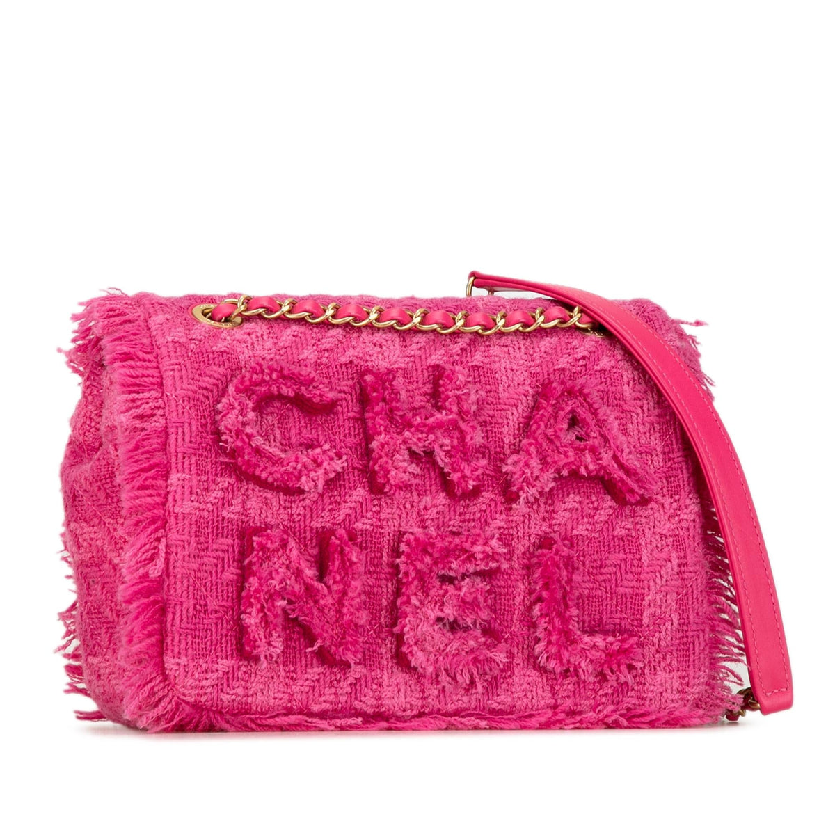 Chanel Wool Tweed Giant Logo Flap (SHG-DQ7HUa)
