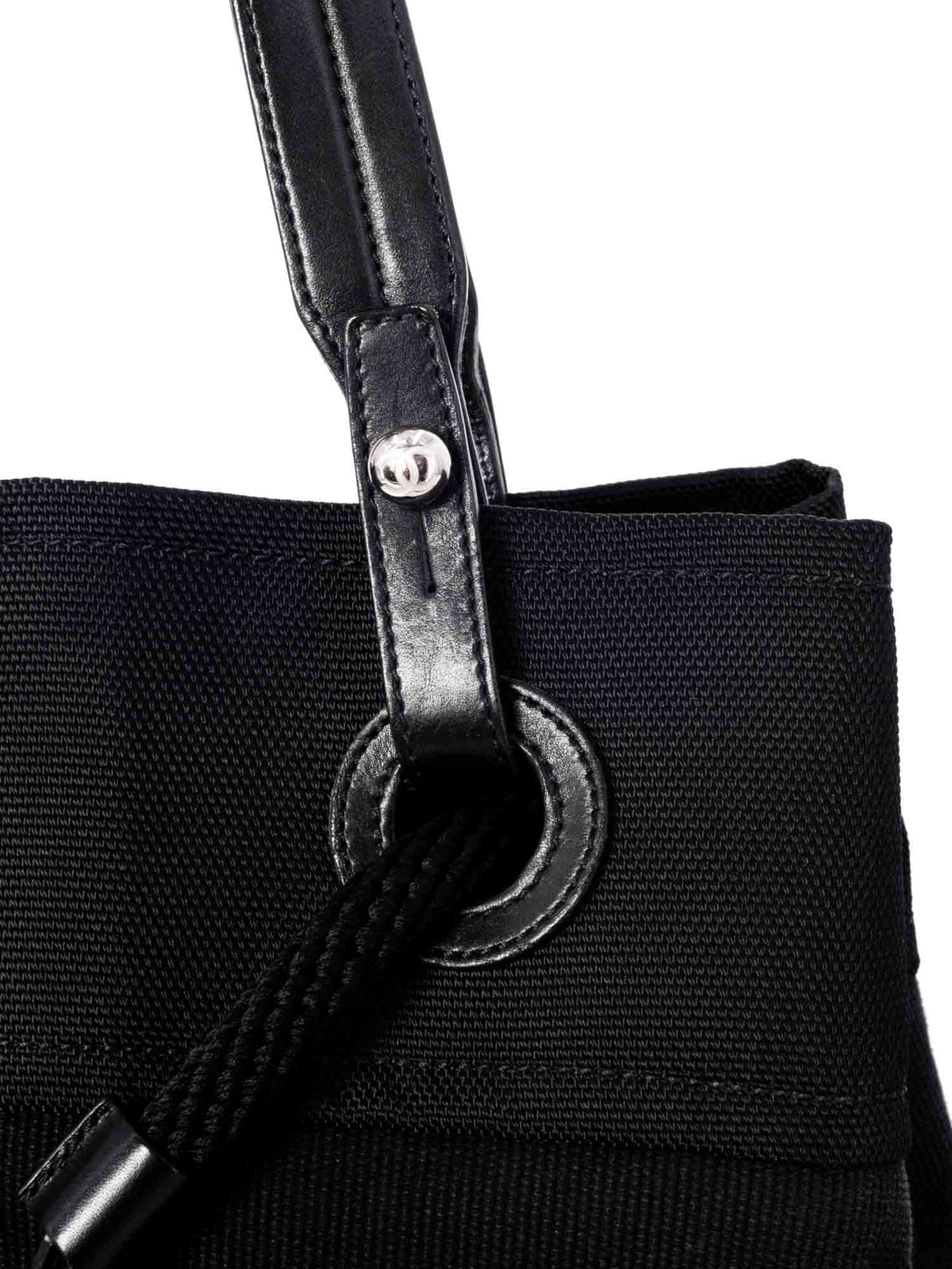 Chanel XL Timeless Beach Drawstring Rope Bag Black Blue
