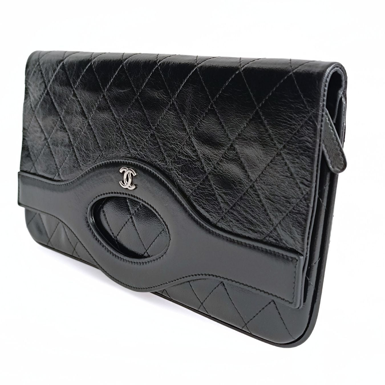 CHANEL Chanel Chanel Clutch handbag in matelasse black leather