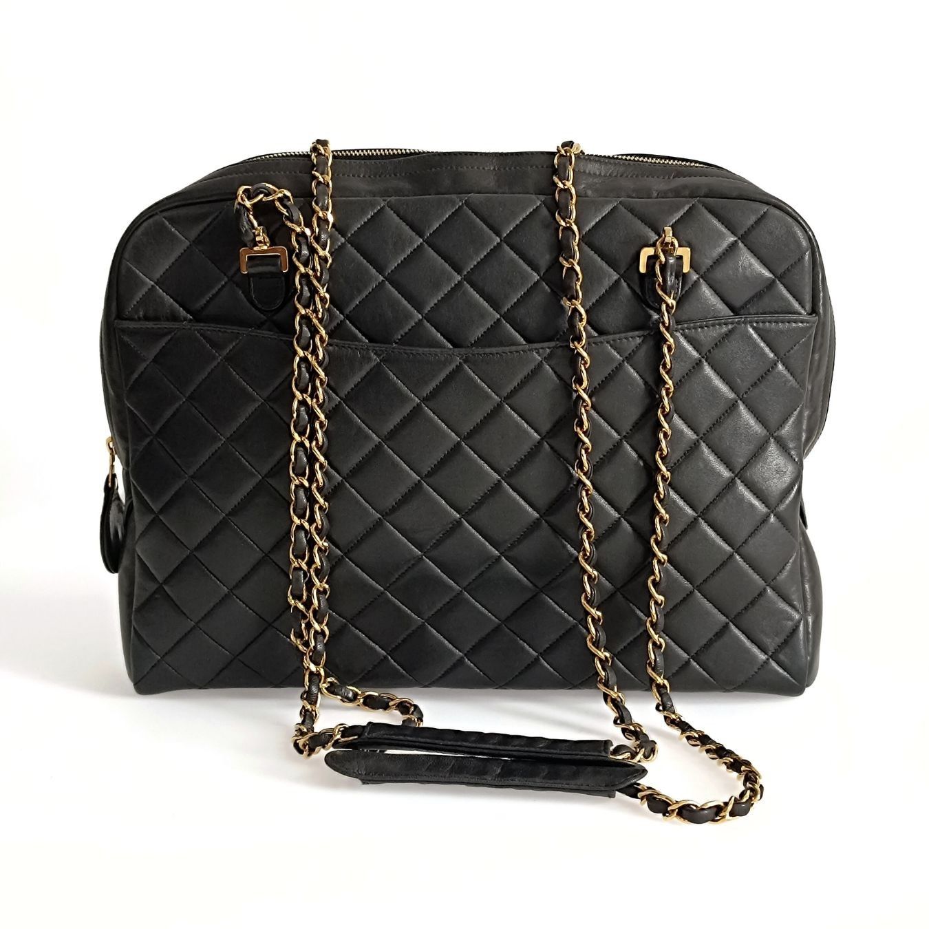 CHANEL borsa a spalla Grand Shopping in pelle matelasse nera