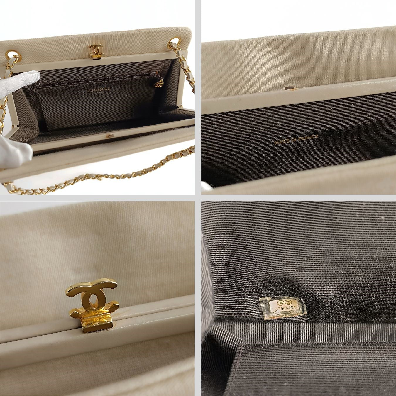 CHANEL vintage shoulder bag in beige cotton