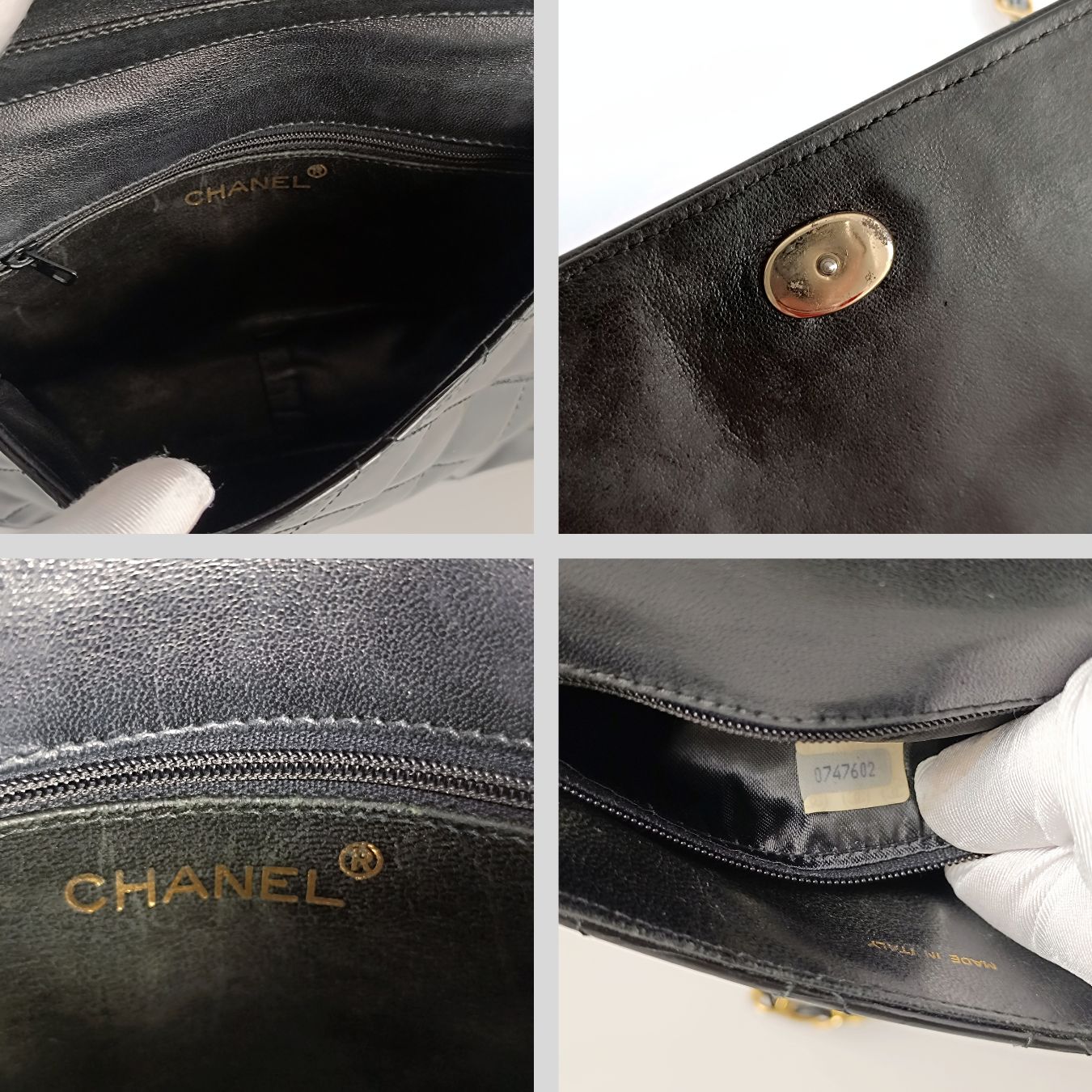 CHANEL vintage Mini Matelasse shoulder bag in black patent leather