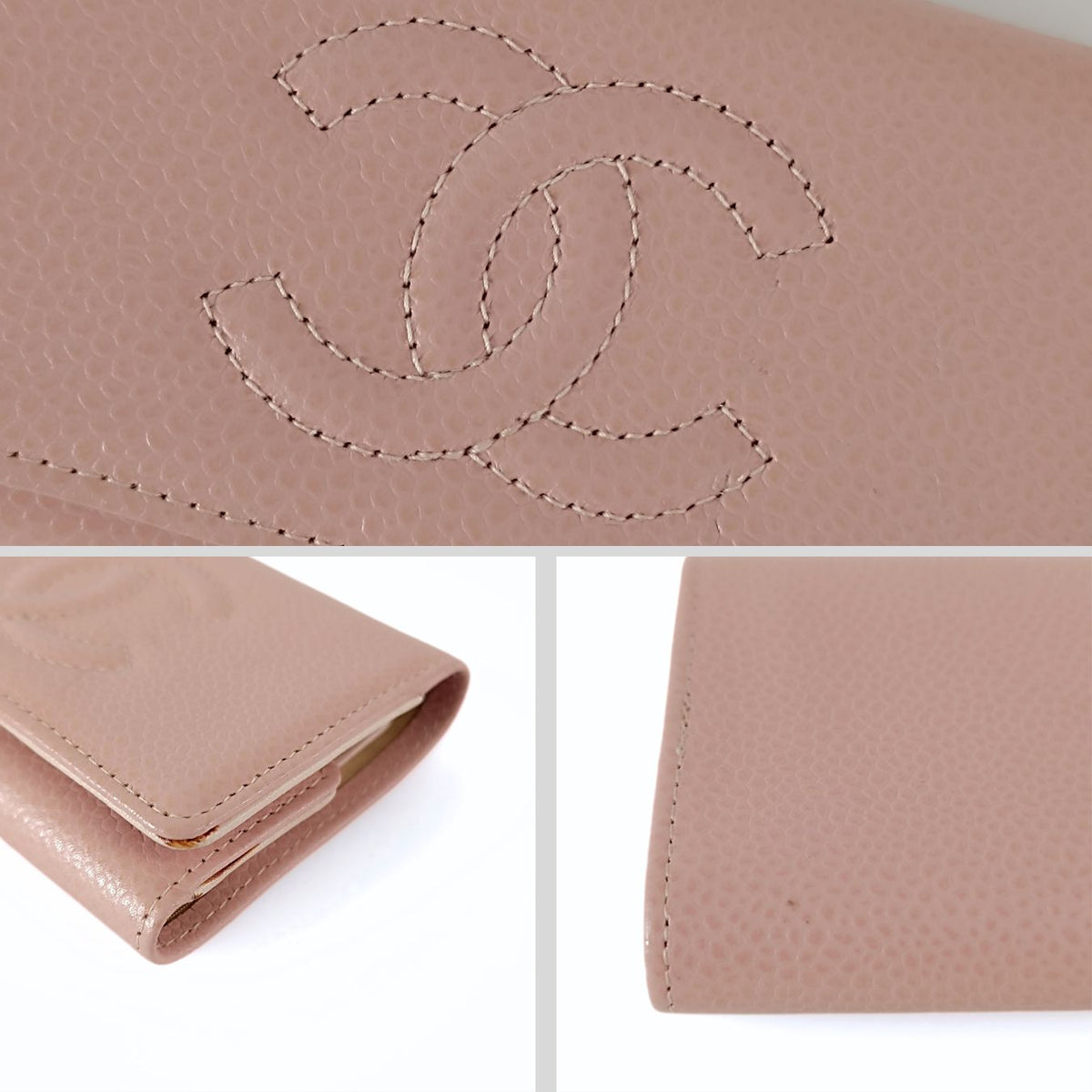 Top Quality Chanel key ring 6 hooks in pink Cavier leather