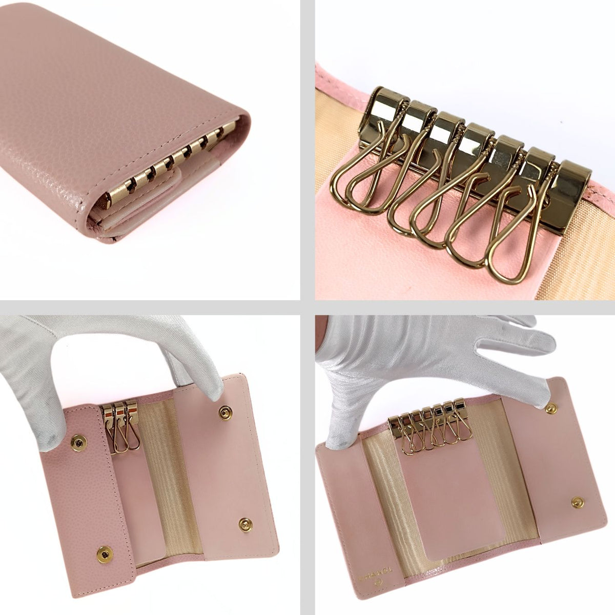 Top Quality Chanel key ring 6 hooks in pink Cavier leather
