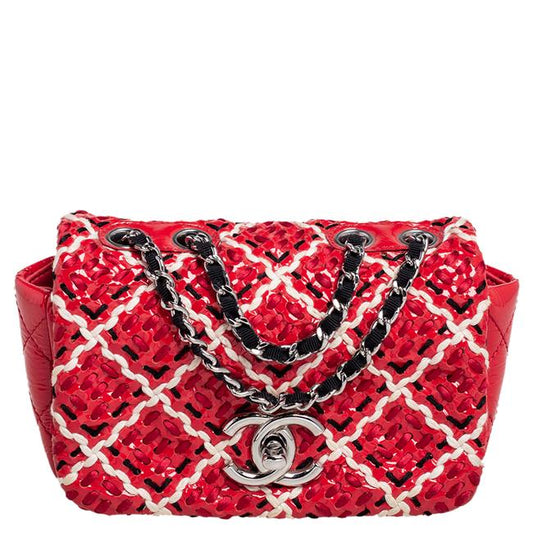 CHANEL WOVEN DIAMOND STITCH FLAP SHOULDER BAG