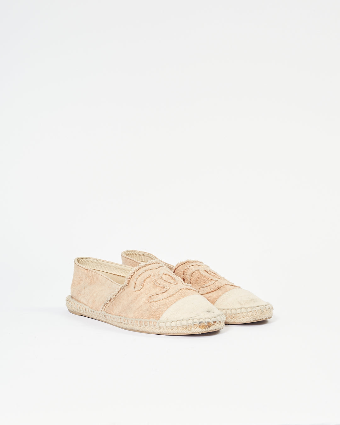 Chanel Beige CC Canvas Logo Espadrilles - 38