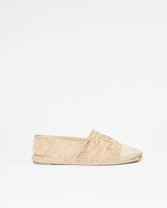 Chanel Beige CC Canvas Logo Espadrilles - 38