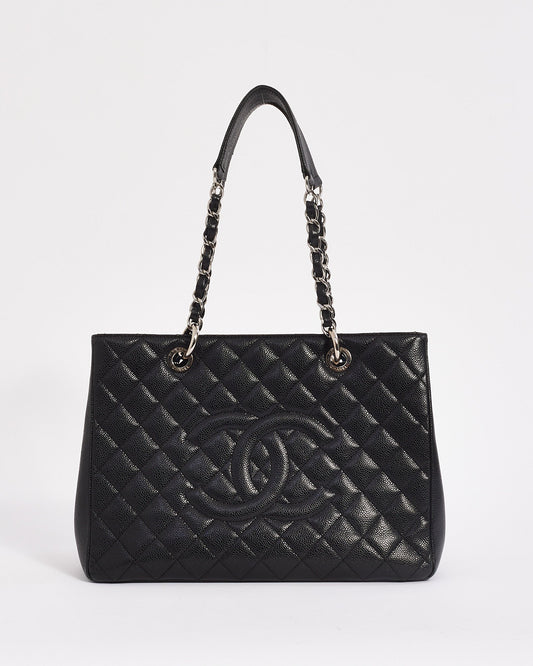 Chanel Black Caviar Leather Grand Shopping Tote (GST) with Silver Hardware