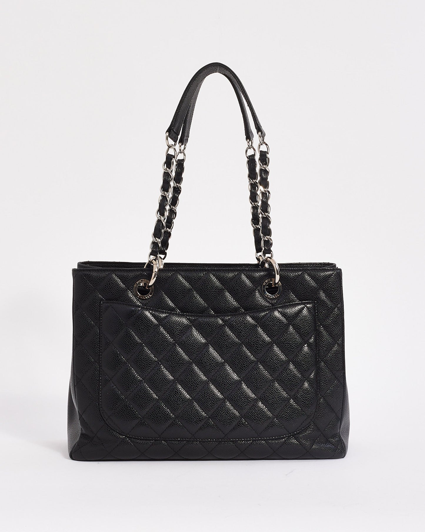 Chanel Black Caviar Leather Grand Shopping Tote (GST) with Silver Hardware