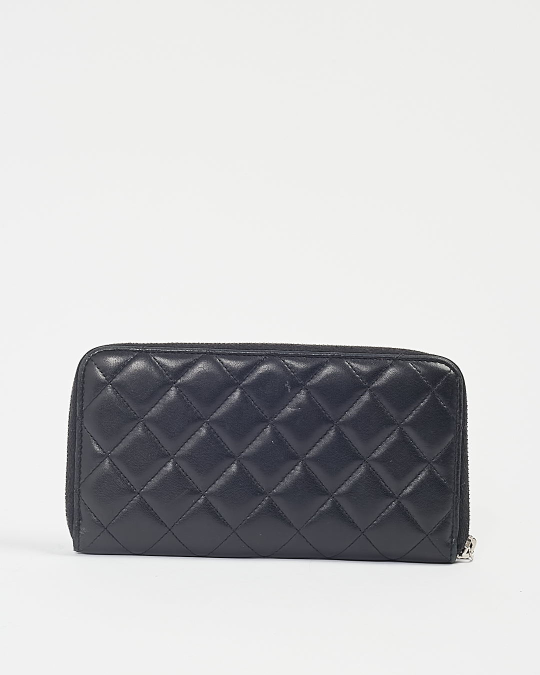Chanel Black Lambskin Leather Quilted Large Gusset Continental Wallet