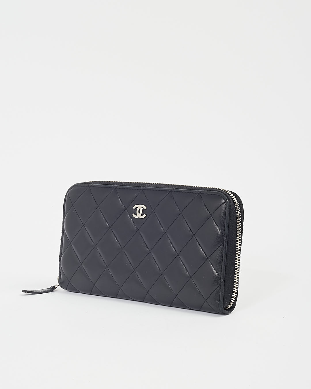 Chanel Black Lambskin Leather Quilted Large Gusset Continental Wallet
