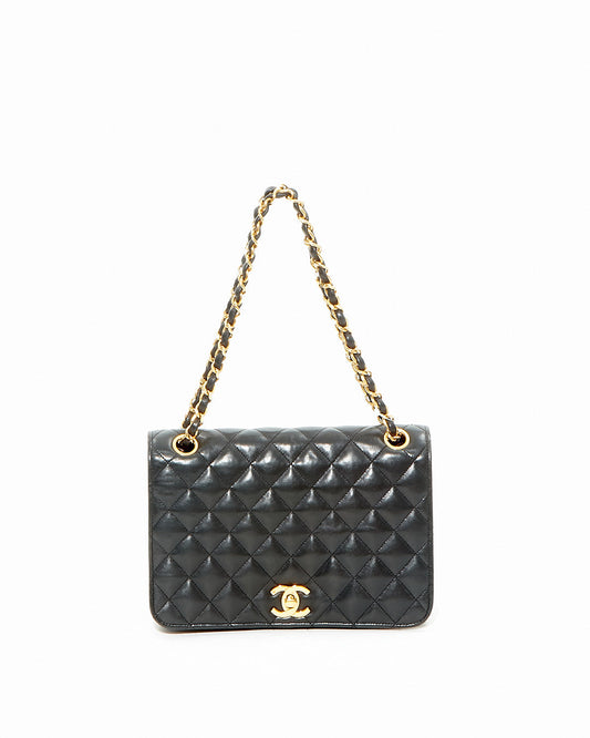 Chanel Black Lambskin Vintage Leather Single Flap Bag