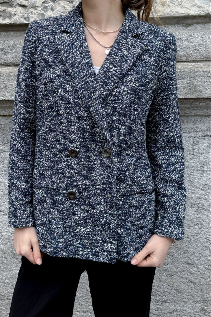 CHANEL 2015 Double Breasted Jacket Blue