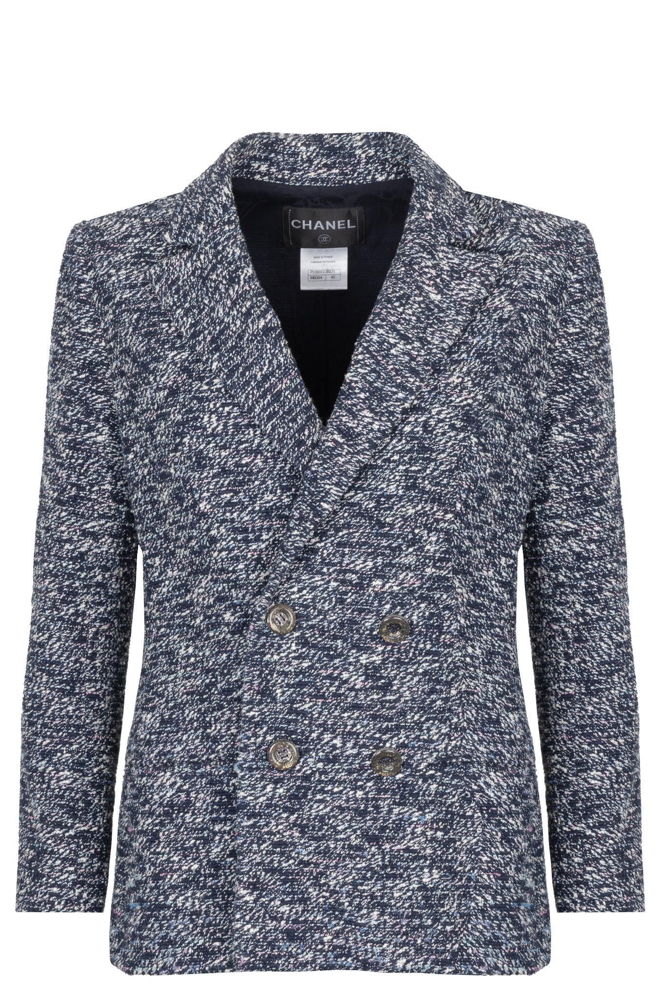 CHANEL 2015 Double Breasted Jacket Blue