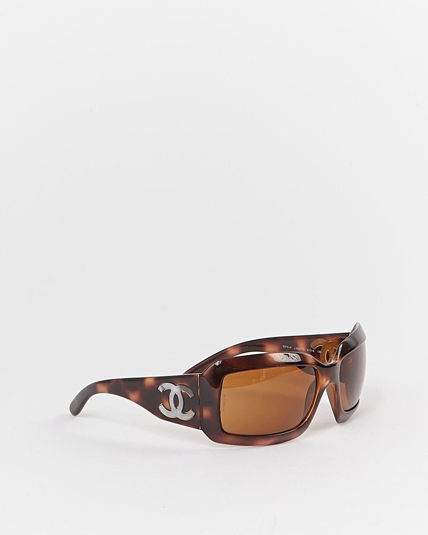 Chanel Brown Tortoise CC Logo Rectangular Sunglasses