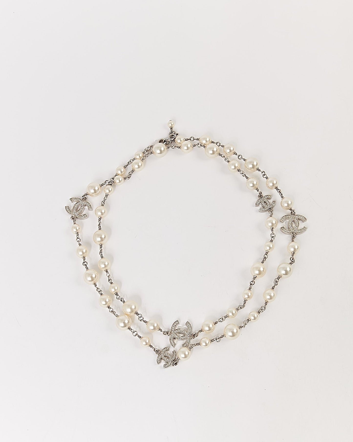 Chanel Faux Pearl & Strass CC Station Necklace