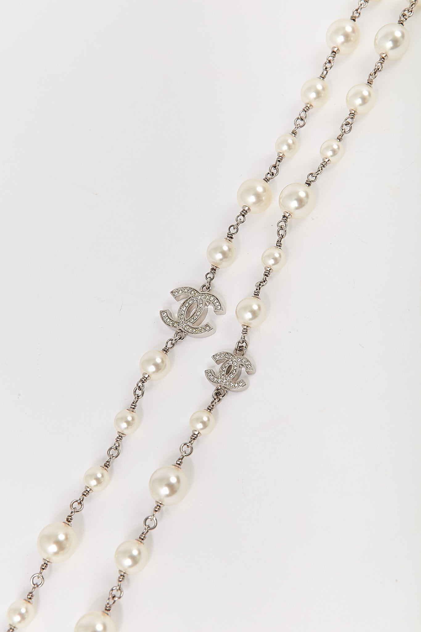 Chanel Faux Pearl & Strass CC Station Necklace