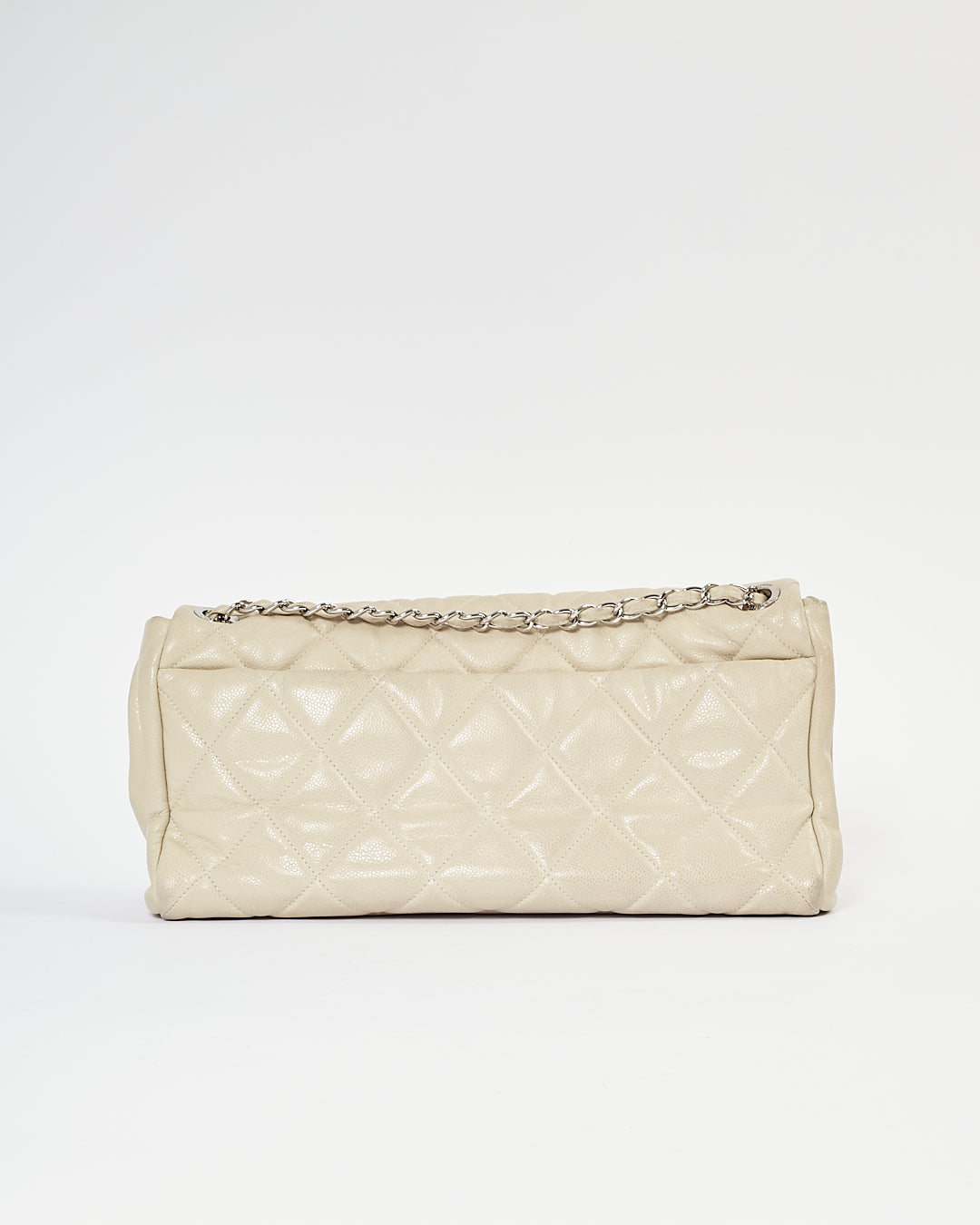 Chanel Light Taupe Puffer Leather Quilted XL Single Flap Bag