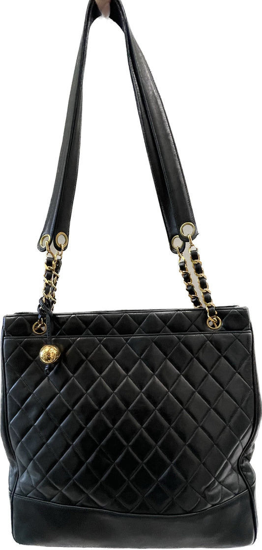 CHANEL CC QUILTED LAMBSKIN LEATHER SHOULDER BAG