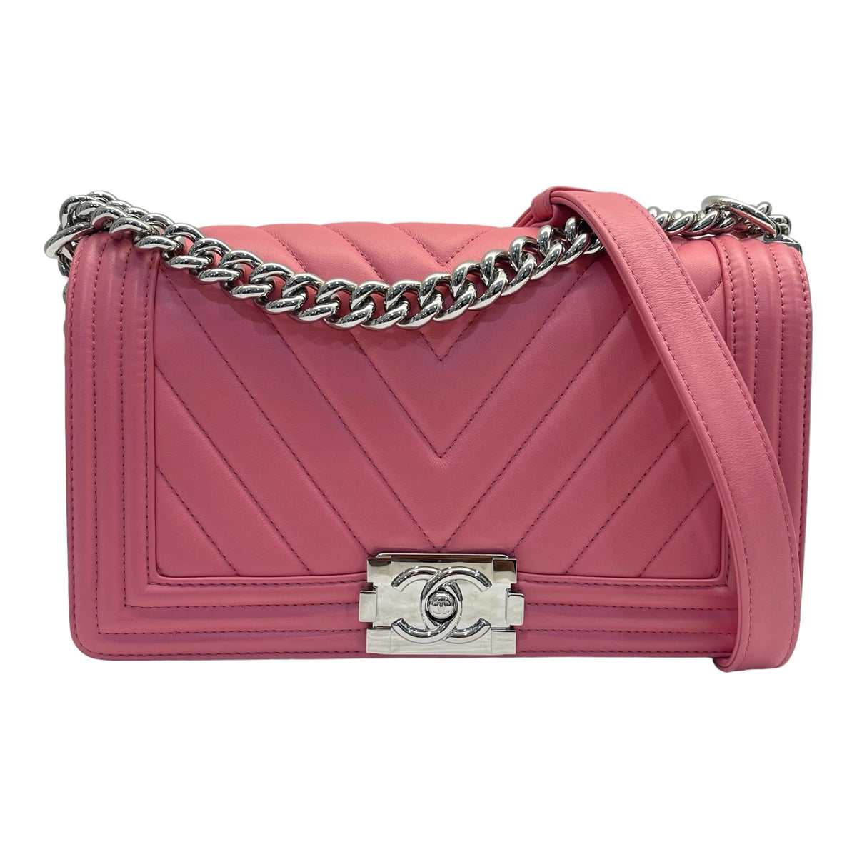 Chanel Pink Medium Boy Bag in Lambskin