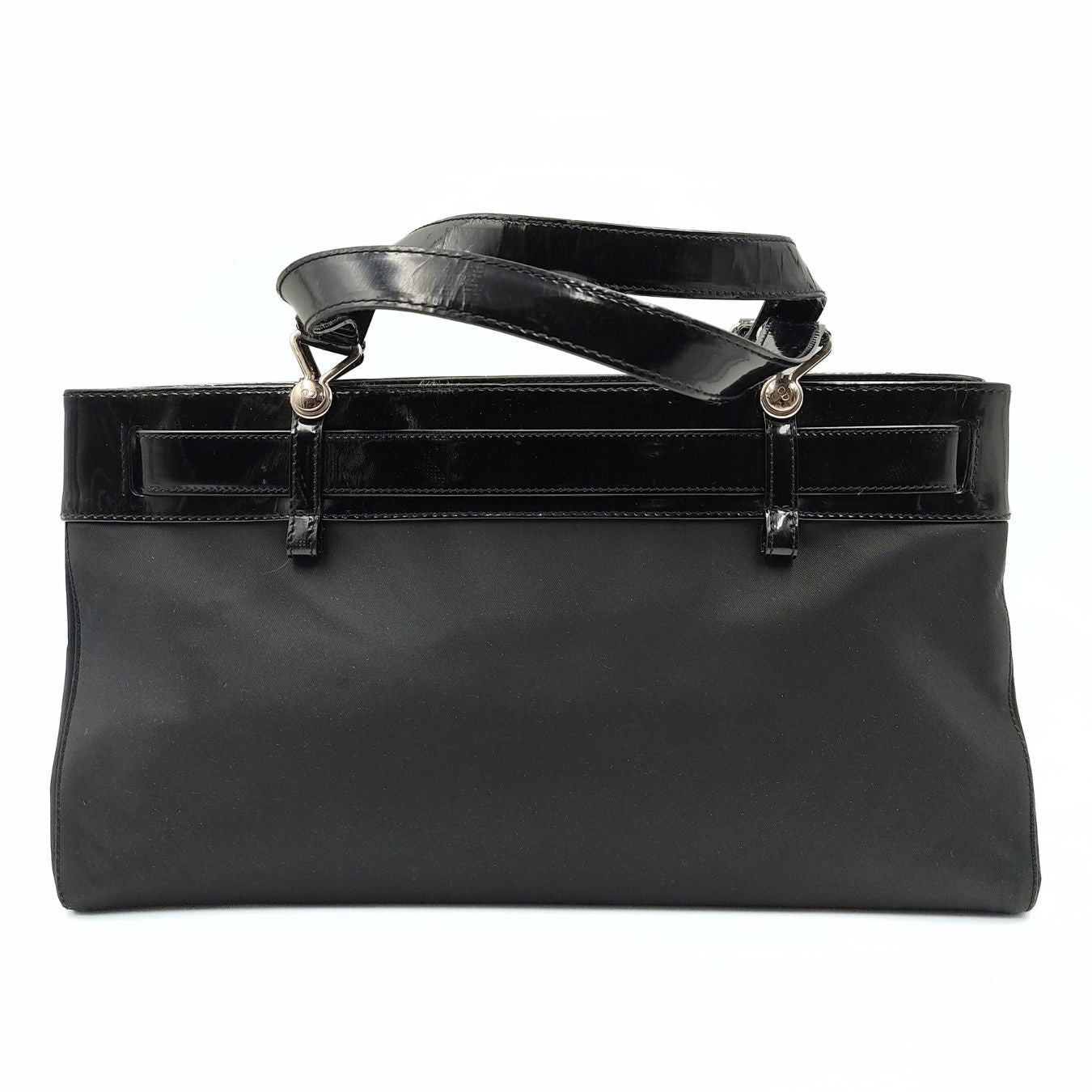 DIOR Christian nylon and patent leather handbag