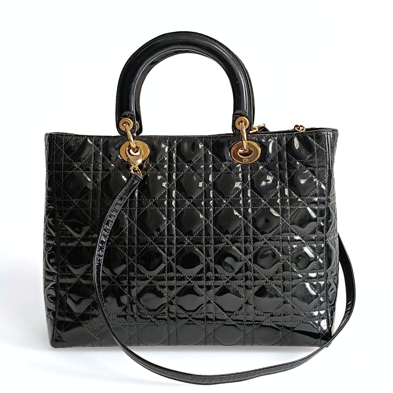 DIOR Dior Christian Dior Lady Dior Grande shoulder bag in black patent leather