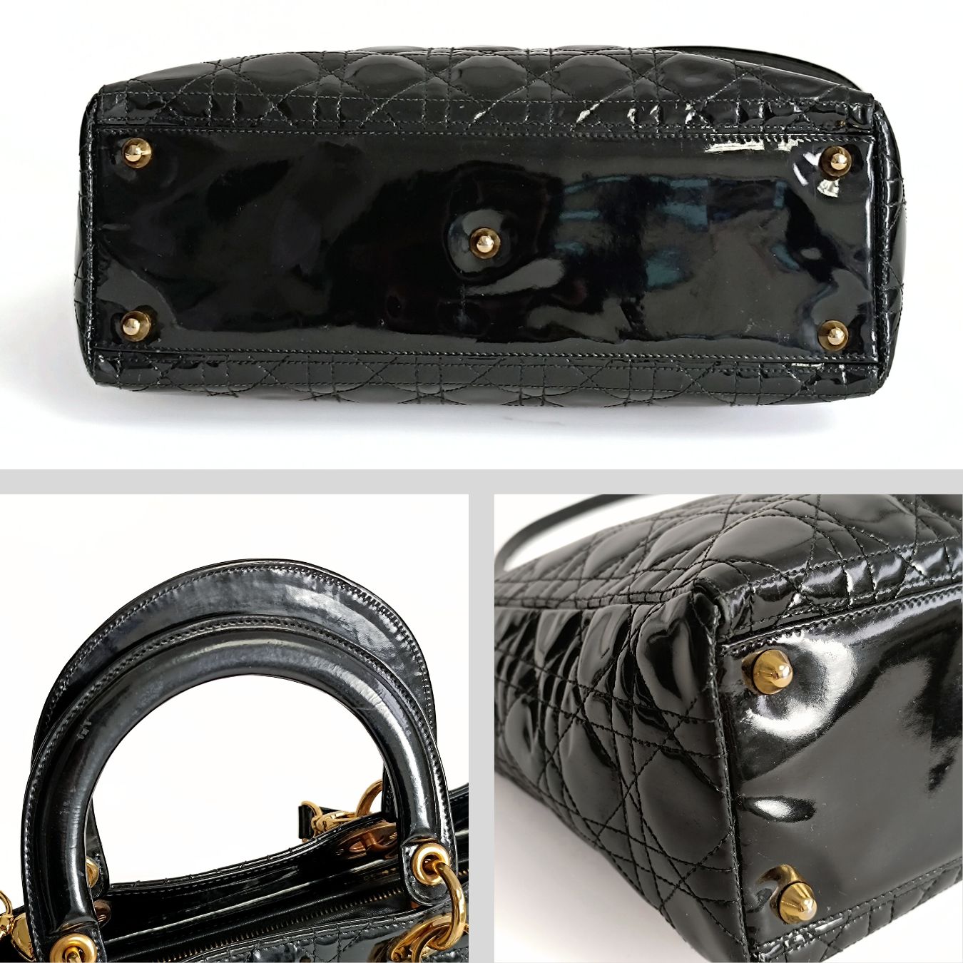DIOR Dior Christian Dior Lady Dior Grande shoulder bag in black patent leather