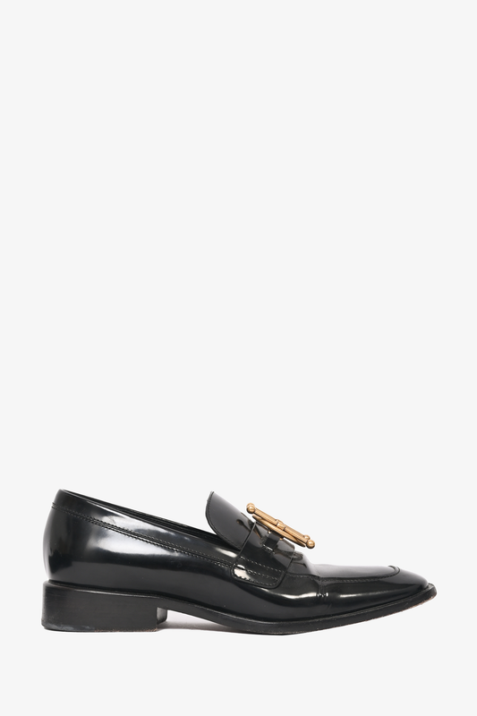 Christian Dior Black Brushed Leather 'Direction' Loafers Size 36